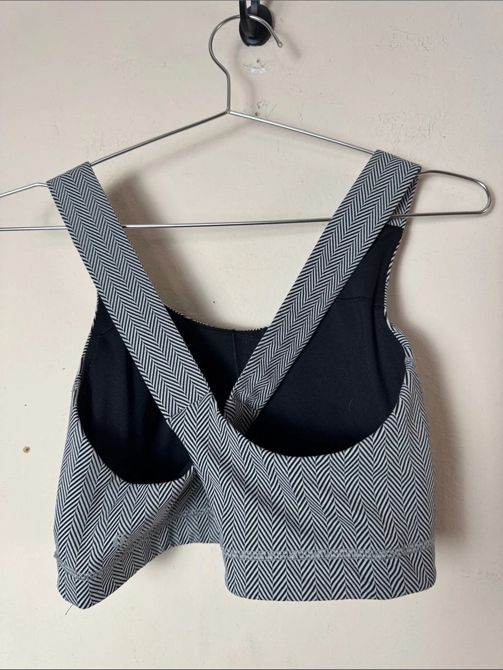 Lululemon All Sport Bra Giant Herringbone Black Heathered Silver Spoon Size 10